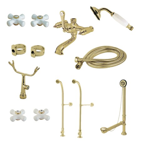Kingston Brass CCK5172PX Freestanding Clawfoot Tub Faucet Combo, Polished Brass CCK5172PX